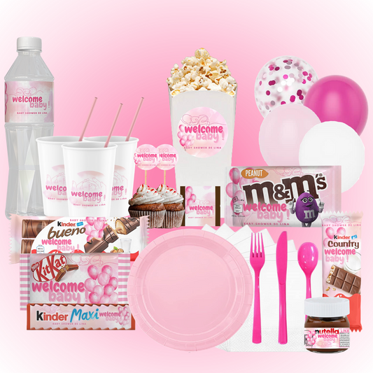 baby shower,baby shower fille,fete,bebe,fille,rose,violet,box,decoration,bonbon et chocolat
