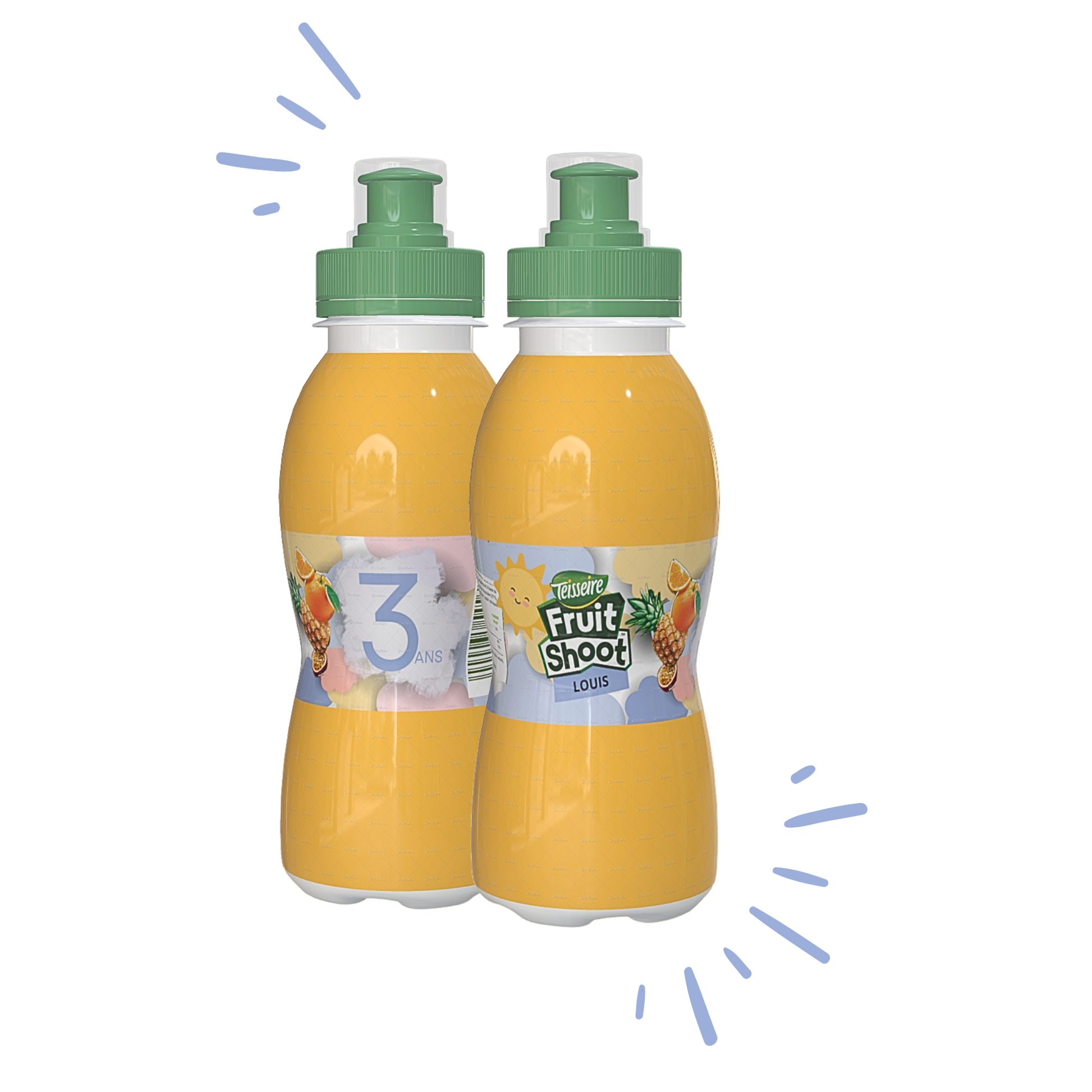 nuage,arc-en-ciel,anniversaire enfant,enfant,garçon,bleu,gris,rouge,jaune,bouteille fruitshoot,bouteille,jus de fruits,boisson
