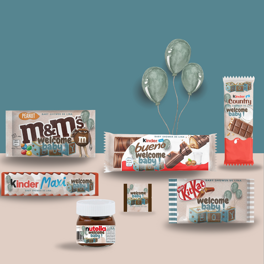 baby shower,baby shower garçon,fete,bebe,garçon,marron,bleu,box,decoration,bonbon et chocolat